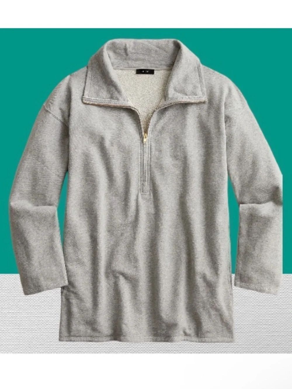 NWT J. CREW University Terry Long Half-Zip Tunic S
